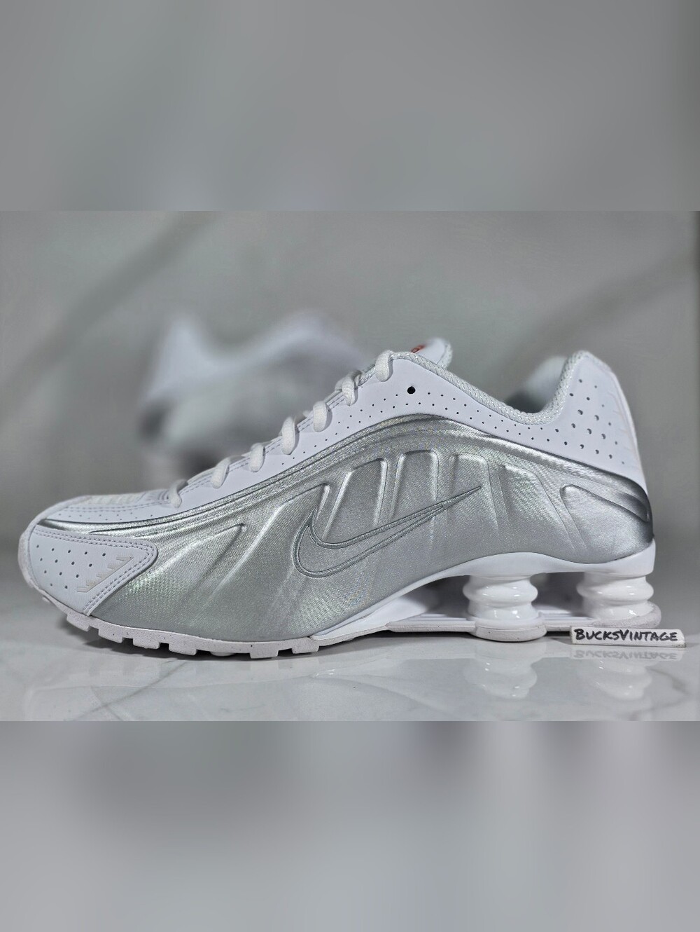 Nike Silver & White Shox Running Sneakers